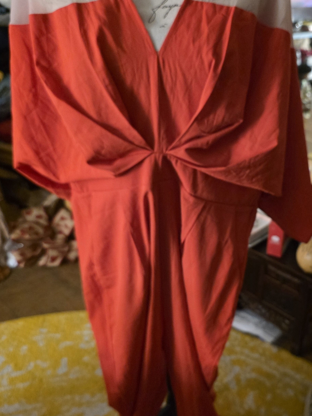 Red Twist-Front Jumpsuit